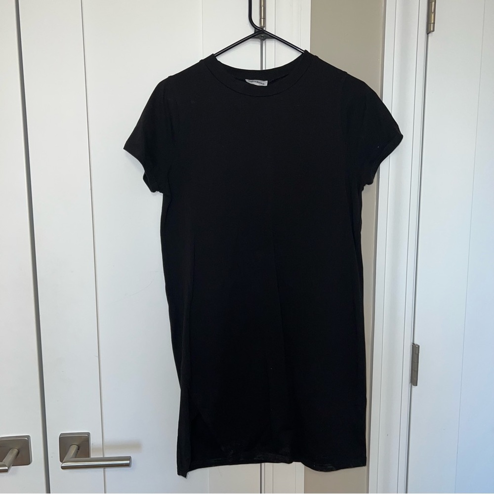 Black t-shirt dress from revolve with slit!